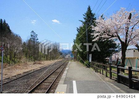 柳津駅の桜(福島県・柳津町) 柳津駅の桜(福島県・柳津町) 84901414