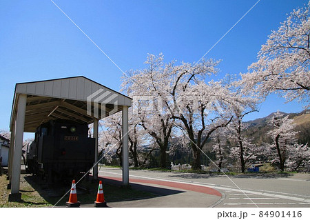 柳津駅の桜(福島県・柳津町) 柳津駅の桜(福島県・柳津町) 84901416