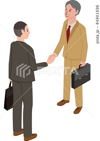 アイソメ　若い男性と初老の男性　商談成立 84901696