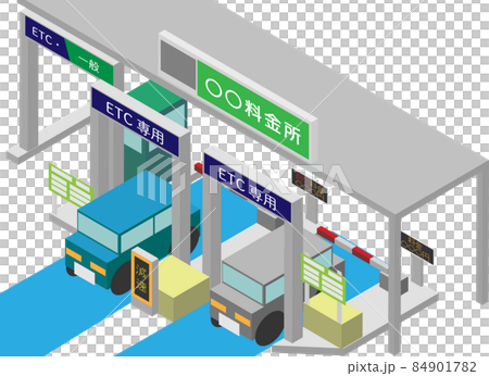 Isometric highway tollhouse (with toll discount display) 84901782