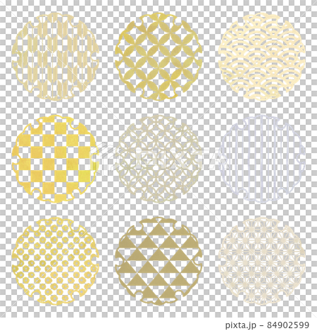 雪輪 和柄文様 黄色 (水彩風ベクター) 雪輪 和柄文様 黄色 (水彩風ベクター) 84902599