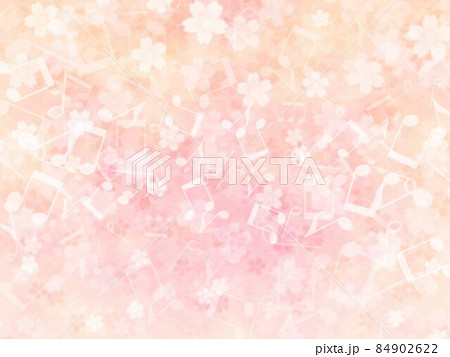 音符と桜の花の背景イラスト No.02 84902622