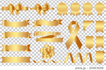 ゴールドメダルとリボンセット ゴールドメダルとリボンセット 84903699