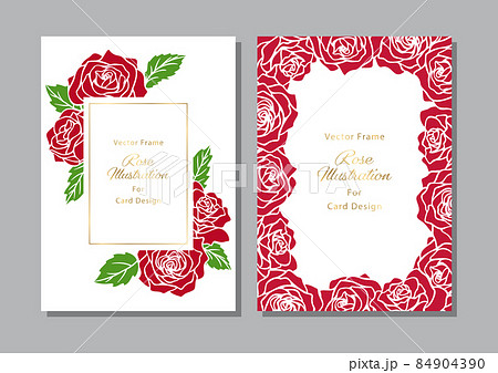 薔薇の花のイラストを装飾したカードのデザインテンプレートのイラスト素材