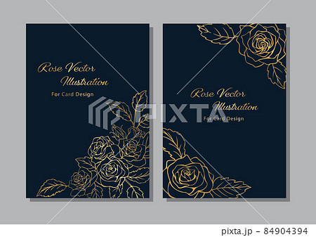 薔薇の花のイラストを装飾したカードのデザインテンプレートのイラスト素材