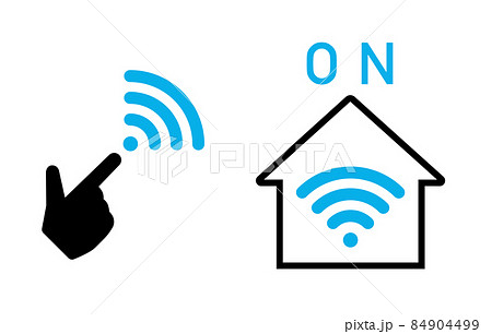 家のWiFiと手のアイコン 84904499