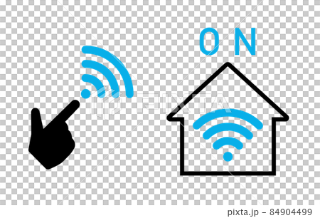 家のWiFiと手のアイコン 84904499