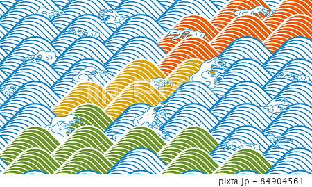 浮世絵風の波のデザイン 浮世絵風の波のデザイン 84904561