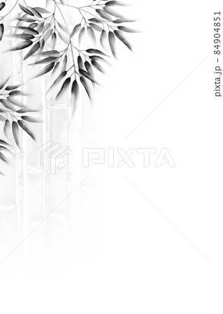 水墨画っぽい竹林の背景イラスト 背景白 縦 他色有のイラスト素材