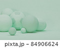 Sport equipment background. Several balls for soccer, American football and tennis, golf. Set of sport items on pastel blue and green scene. Trendy 3d render for fitness, lifting in the gym. 84906624
