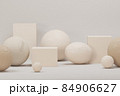 Sport equipment background. Several balls for soccer, American football and tennis, golf. Set of sport items on pastel cream and beige scene. Trendy 3d render for fitness, lifting in the gym. 84906627