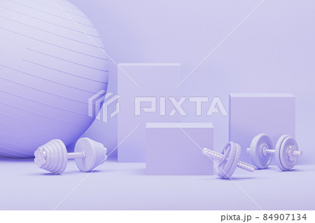 Tennis racket with balls on pastel blue and coral background. Trendy 3d render for fitness. Minimal composition for sport and healthy concept. Tennis racket with balls on pastel blue and coral background. Trendy 3d render for fitness. Minimal composition for sport and healthy concept. 84907134