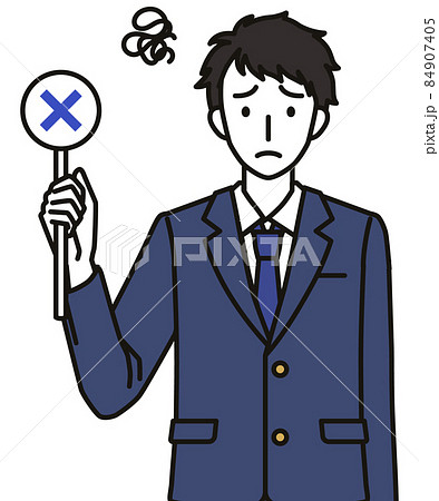 ばつのふだを持つ男子中学生・高校生 84907405