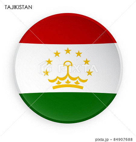 TAJIKISTAN flag icon in modern neomorphism style. Button for mobile application or web. Vector on white background