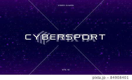 CYBERSPORT abstract purple background with square particles. Purple banner with geometric pattern. Esports concept. Design for gaming and cyber sports events. Vector 84908401