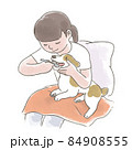 犬の歯磨き　女性のイラスト 84908555