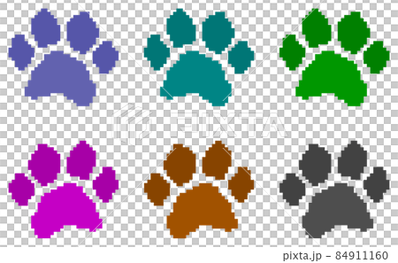 ドッド絵で描かれた動物の肉球イラスト 84911160
