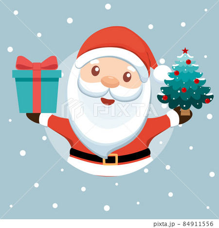 Santa Claus and Christmas tree. Holiday background. Merry Christmas and Happy New Year. 84911556