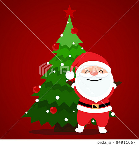 Santa Claus and Christmas tree. Merry Christmas and Happy New Year background. Vector illustration. Santa Claus and Christmas tree. Merry Christmas and Happy New Year background. Vector illustration. 84911667