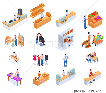 Small Business Owner Family Business Isometric Icon Set 84912843