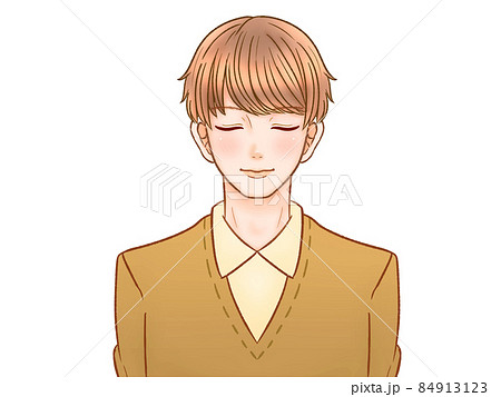 目を閉じる大人の男性のイラスト素材のイラスト素材