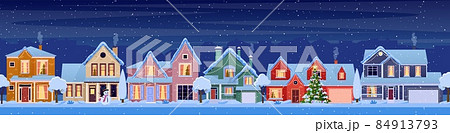 Residential houses with christmas decoration 84913793