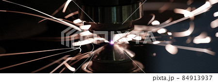 Industrial plasma cutting of metal with cnc closeup 84913937