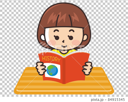 社会の教科書を読む女の子のイラスト素材 [84915345] - PIXTA