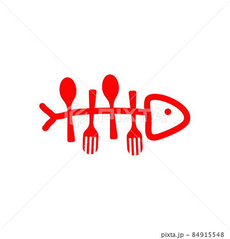Fish food restaurant logo with fish bone symbol design Fish food restaurant logo with fish bone symbol design 84915548