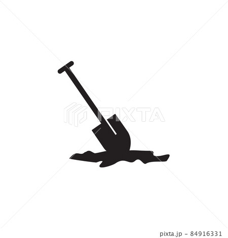 Black shilouette shovel logo design Black shilouette shovel logo design 84916331