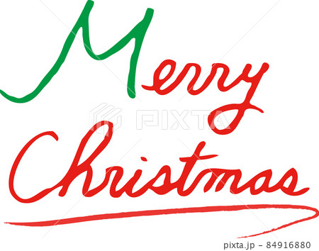 メリークリスマス 手書き 文字 筆記体 英語 緑 赤 のイラスト素材