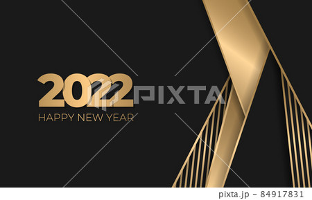 Happy new 2022 year luxury black and gold elegant abstract background 84917831