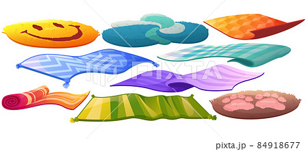 Set of carpets or rugs of different shapes, colors 84918677