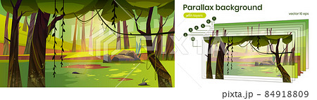 Parallax background cartoon forest 2d landscape 84918809