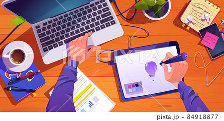 Illustrator designer working process at workplace 84918877