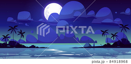 Tropical landscape with sea bay at night 84918968