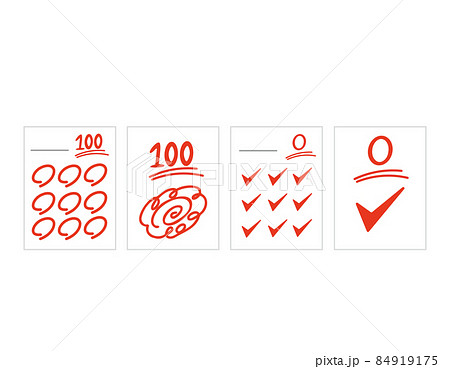 100点 0点 採点 テスト用紙のイラスト素材