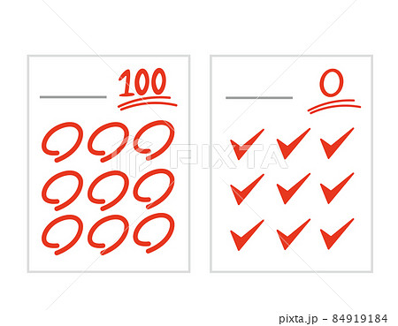 100点 0点 採点 テスト用紙のイラスト素材