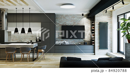 modern loft style apartment interior, private house 84920788