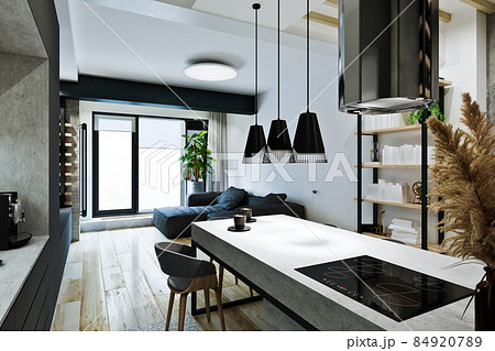 modern loft style apartment interior, private house 84920789