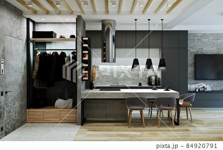 modern loft style apartment interior, private house 84920791