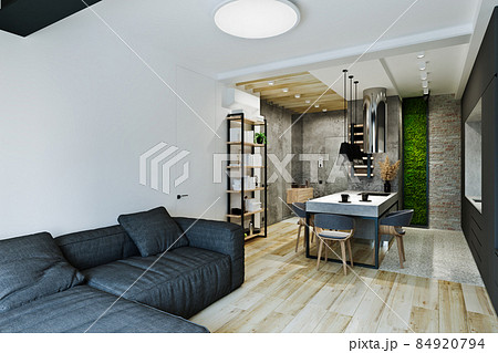 modern loft style apartment interior, private house 84920794
