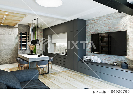 modern loft style apartment interior, private house 84920796