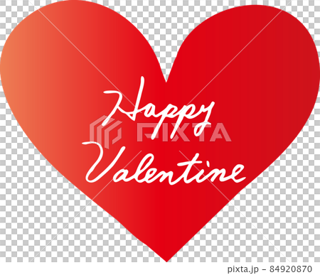 手描きハート　ハッピーバレンタイン-文字-筆記体-英語　Happy Valentine　赤 84920870