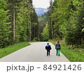 Teenage girl and small boy at Engalm Valley in Karwendel mountains in Austria 84921426