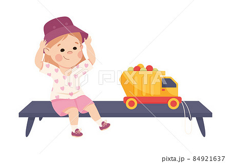 Little Girl Changing Her Clothes Putting on Her Bucket Hat Vector Illustration 84921637