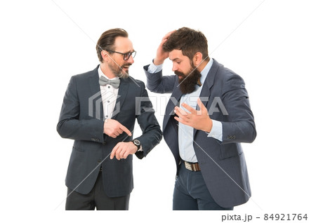 Business people formal clothes checking time. Time Business people formal clothes checking time. Time 84921764