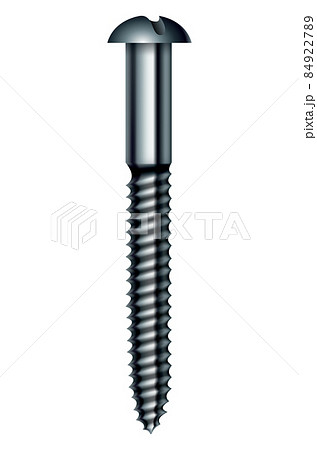 Metal screw side view. Industrial or DIY element for fixing. Isolated realistic vector illustration 84922789
