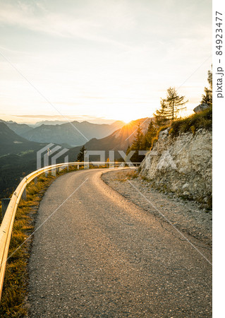 Sunset from the Austria Salzkammergut Loser- Panoramastrasse 84923477
