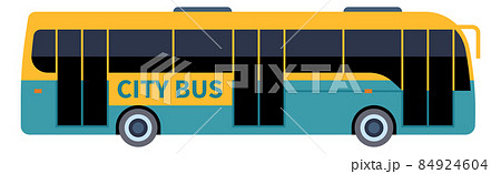 City bus icon. Side view cartoon toy. Public transport symbol City bus icon. Side view cartoon toy. Public transport symbol 84924604